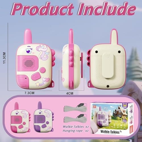 Lonimia 2PCS Unicorn Walkie Talkie for Kids, Ages 3-9, Pink, Compact & Durable, 1000FT Range, Ideal Gifts for Girls — view 4