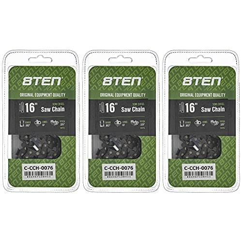 8TEN Semi Chisel Chainsaw Chain 16 Inch .063 .325 67DL for Stihl 024 028 MS 261 290 361 390 3639 005 0067 (3 Pack)