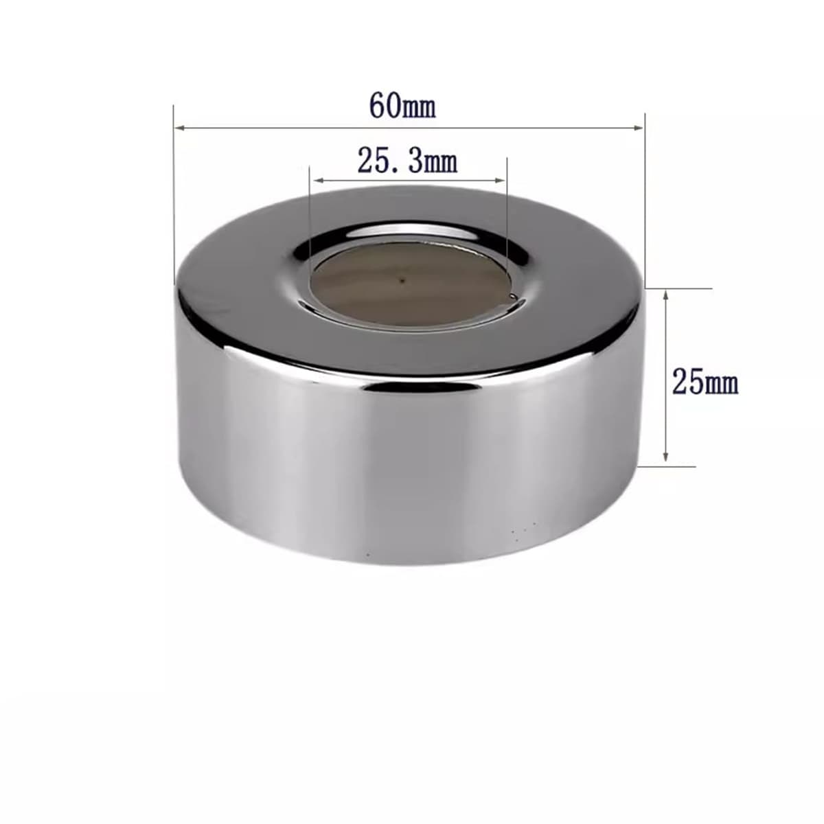 2 rosetas de 25 mm de diámetro (3/4") para grifo de ducha, roseta de acero inoxidable, tapa de tubo, rosetas para grifos de ducha, grifos, tubo de calefacción (plata, 60 x 25) — view 2