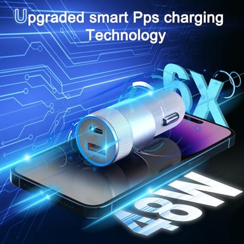 Fast Car Charger and Carplay Cable, 48W Dual Port USB A and USB C Car Charger Adapter with 2Pack High Speed Charging L ightning Cable for i Phone 14/14 Plus/14 Pro Max/14 Mini/11/SE/X, i Pad and More — view 3