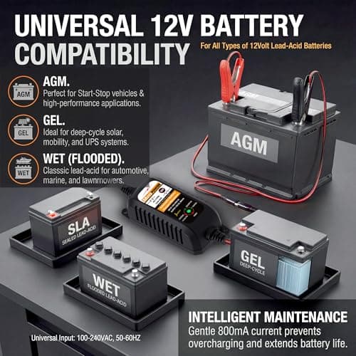 MOTOPOWER MP00205A 12V 800mA Automatic Battery Charger, Battery Maintainer, Trickle Charger, and Battery Desulfator — view 9