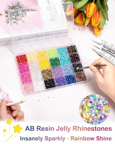 Gelapa 28000+pcs Rhinestones for Bedazzling, Bedazzle Kit with Nail Glue, 3mm Flatback Gems for Crafting, Bedazzling Kit for Nail Charms Gems Clothing Shoes Book Diamond Art-Colorful — view 2