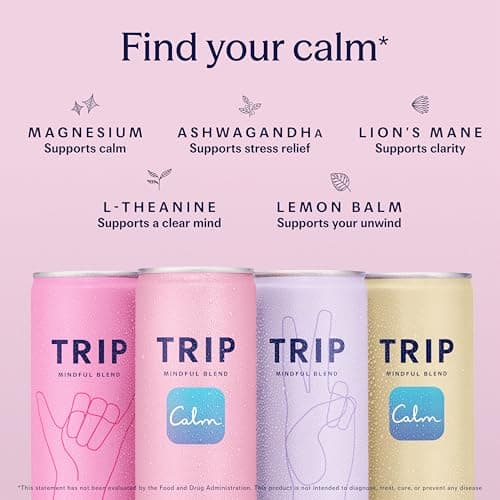 TRIP Lightly Sparkling Adaptogen Seltzer, Non-Alcoholic Mocktail with Magnesium, Ashwagandha, Lions Mane & L Theanine, No Added Sugar, Vegan, Citrus Berry Variety Pack, 12 Oz, 12Pk — view 2