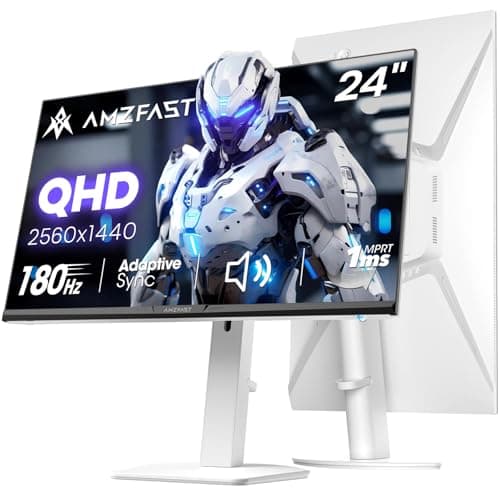 Amzfast 24 Inch Gaming Monitor 180Hz QHD (2560 ×1440) Fast IPS Monitor, 1ms G-SYNC Compatible, Built-in Speakers, 96% DCI-P3, HDR10, Height Adjustable, HDMI 2.0 x 2 & DP 1.4 x 2, AMZG24F6Q