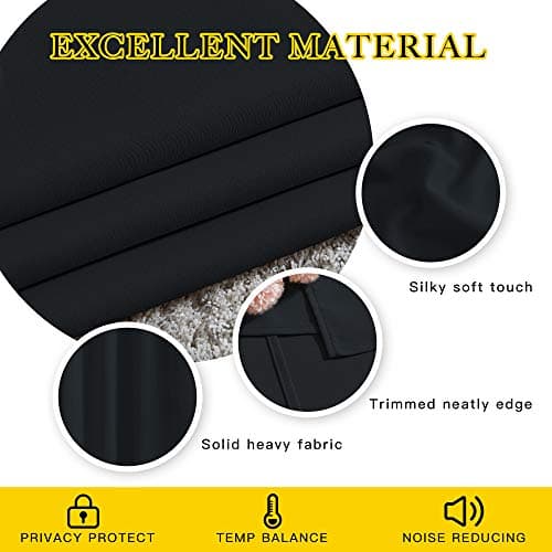 NICETOWN Blackout Curtains 2 Panels - Black Out Curtains 84 Inch Long,Insulated Curtains Room Darkening Grommet Curtains for Bedroom Living Room Windows (52 by 84 Inches,Black,Set of 2) — view 3