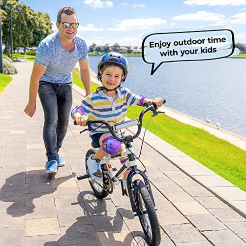 Kids/Youth Knee Pad Elbow Pads Guards Protective Gear Set for Rollerblade Roller Skates Cycling BMX Bike Skateboard Inline Skatings Scooter Riding Sports (A-Blue/Purple, Small (3-7 Years)) — view 4