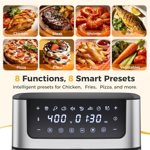NEWBULIG Air Fryer 6.34QT Airfryer with Visible Window Stainless Steel — view 3