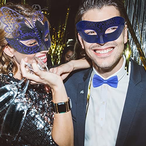 IETANG One Pair Couple's Gorgeous Venetian Masquerade Masks Party Costumes Accessory (Butterfly-blue) — view 5