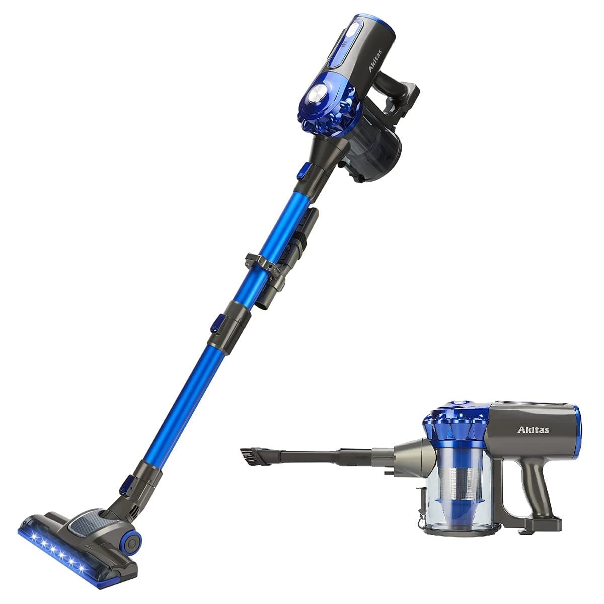 Akitas V8 3-in-1 Cordless Hoover Vacuum Cleaner Handheld & Upright Lightweight 22.2 V 150 W, Rechargeable Lithium Battery for Floors Carpets and Pet Hair