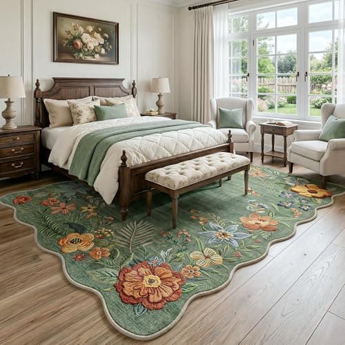 Fmfunctex 8x10 Floral Washable Green Vintage Boho Area Rug for Living Room — view 2
