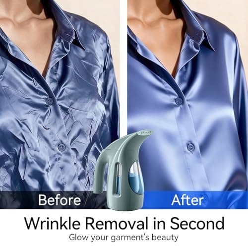 HiLIFE Steamer for Clothes, Portable Handheld Garment Wrinkle Remover, 240ml Big Capacity, 700W, Strong Penetrating Steam, for Home, Office and Travel, ONLY FOR 120V, Jade Mint — view 3
