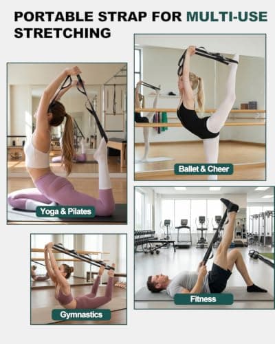 Trideer Stretching Strap Yoga Strap Physical Therapy for Home Workout, Exercise, Pilates and Gymnastics, 10 Loops Non-Elastic Stretch Bands with Aesthetic Packaging for Women & Men (Black) — view 6