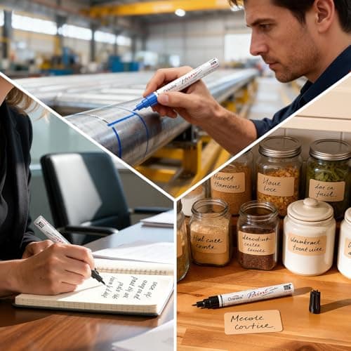 Overseas Oil-Based Fine Tip Paint Marker Pen - 2 Pack White 0.9mm Fine Nib Permanent Markers, Quick Dry, Waterproof, Fade Resistant Paint Pens for Metal, Wood, Rock, Plastic, Ceramics, Rubber, Glass — view 5