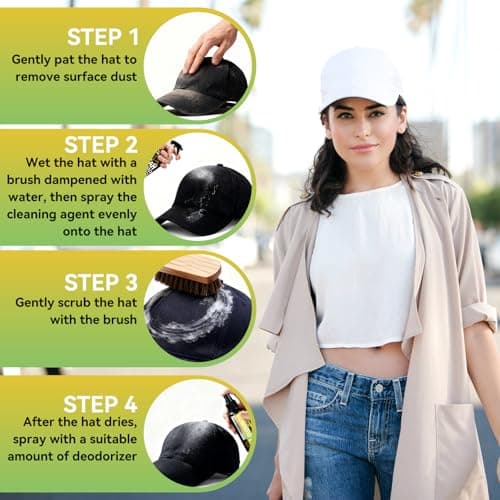 Hat Cleaning Kit, Professional 4-in-1 Hat Cleaner & Deodorizer Spray, Includes Soft Brush & Microfiber Cloth, for Baseball, Trucker, Felt, Wool, Dad Hats, No Water Needed, Remove Stains & Odors — view 4