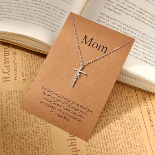 Mom Cross Necklace for Women - Mothers Day Birthday Gifts for Mom Women — view 4