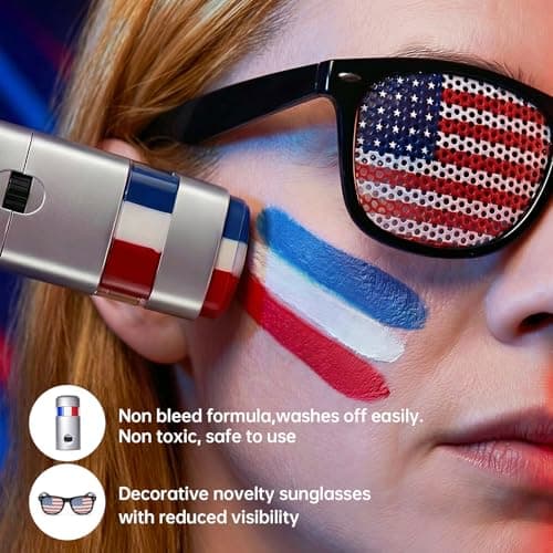 Soccer Fan Gear Set for 2026 World Tournament, Soccer Party Favors Kit with Flag,Scarf, Face Paint, Clapper, Horn&Glasses,Supporter Accessories for Game Day, Sports Event, Gift (Blue-USA) — view 4