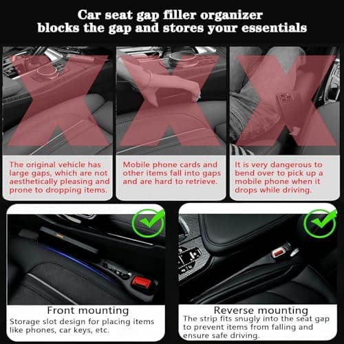 FortiyParts Car Seat Gap Filler Organizer of 2, 2 in 1 Car Gap Filler (Black) — view 2