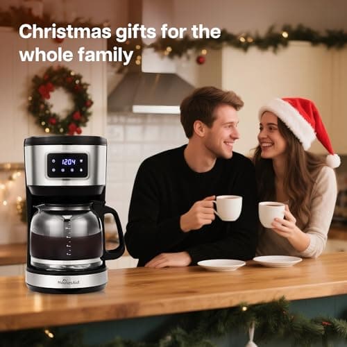 HousesAid 12 Cup Programmable Coffee Maker,Touchscreen Drip Coffee Maker-12 Cup Keep-Warm Function, Auto Shut-Off,Stainless Steel Construction,Permanent Filter,Ideal for Home and Office Use — view 4