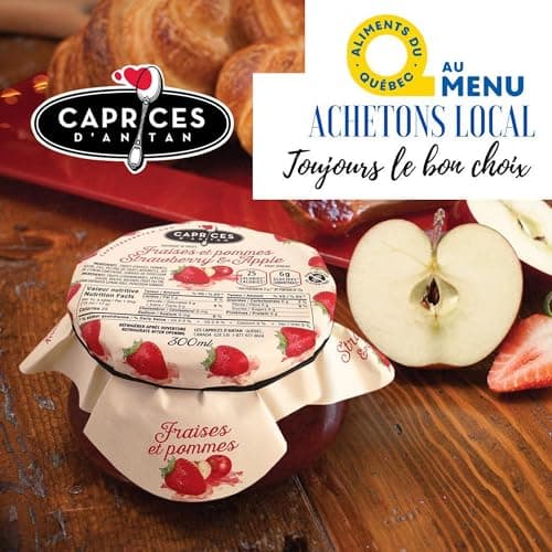 Fruit Spread Slightly Sweetened Recipe, 2 x 300 mL Glass Jar, No Artificial Flavors, Quebec Made, Caprices d’Antan (Apple Butter) — view 2