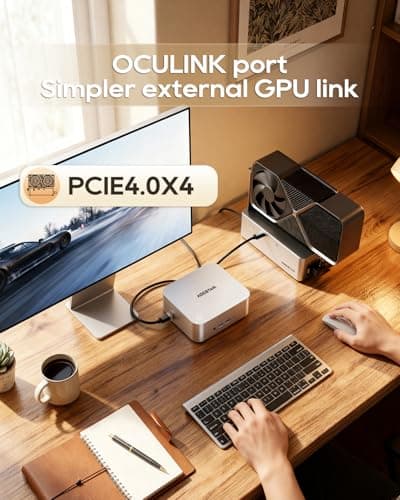 AOOSTAR MACO AMD Ryzen 7 H255 Barebone Mini PC(8C/16T, up to 4.9GHz), Radeon 780M Graphics Mini Computer, Support Four Display, with OCuLink Dual USB4, Support OpenClaw — view 4
