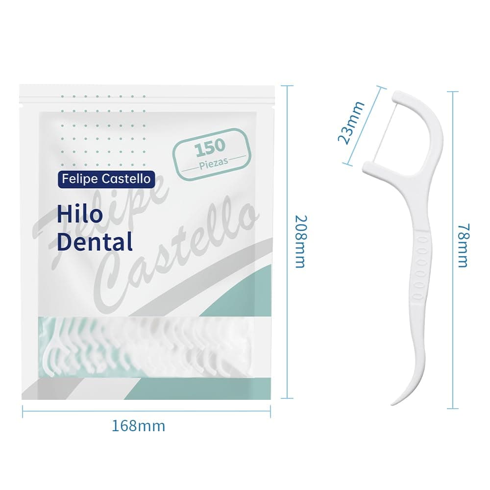 150 unidades de palillos con hilo dental by Felipe Castello, horquilla interdental con estuche higiénico y portátil, cuidado dental para toda la familia. — view 5