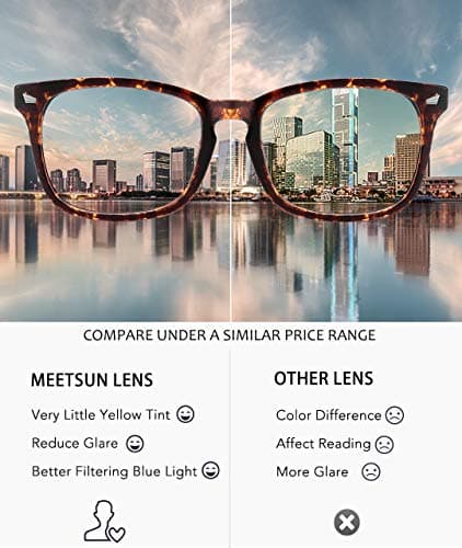 MEETSUN Blue Light Blocking Glasses, Anti Eye Strain Headache (Sleep Better),Computer Reading Glasses UV400 Transparent Lens (Black+Leopard+Tortoise, 53) — view 2