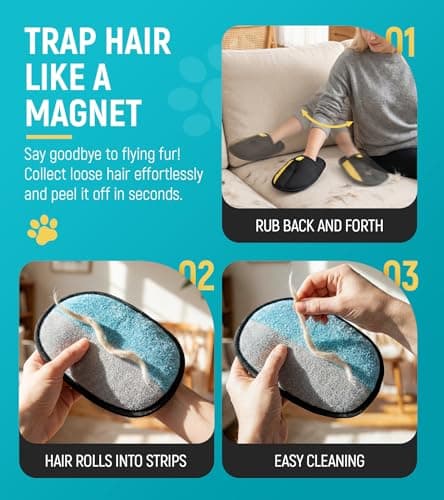 Bispoy Pet Hair Removal Glove for Dogs & Cats - Upgraded Reusable Electrostatic Pet Hair Glove, Pet Hair Remover Tool for Laundry, Couch, Carpet & Car Seat, Gentle Grooming Mitt — view 3