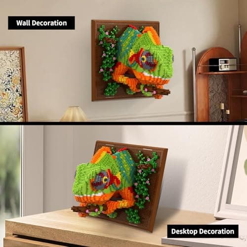 Chameleon Animal 3D Wall Art Micro Mini Building Blocks Set for Adults, Unique Home Wall Decor or Table Display, No Compatible with Lego, Ideal Birthday Christmas Toy Gift for Teens 14+ (2688 PCS) — view 2