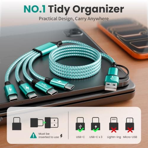 4 in 2 USB A/C to USBC Charging Cord,USB C Splitter Multi Charging Cable — view 2