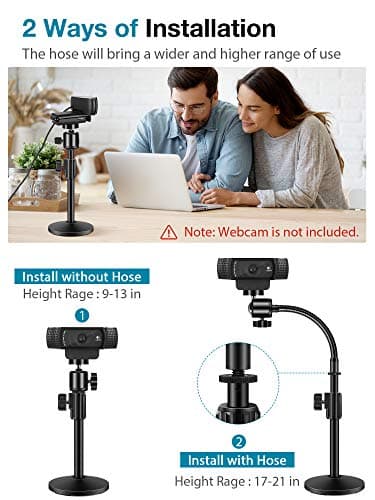 InnoGear Webcam Stand for Desk, Camera Stand Mount Gooseneck Arm for Logitech Webcam C922 C930e C920S C920 C615 C960 C920x BRIO 4K NexiGo N60, Phone Mount, Right Light, GoPro with 1/4" Thread — view 4