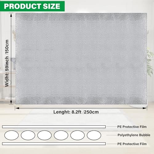 winemana Window Insulation Roll, 59IN x 8FT Reflective Heat Shield Bubble Film, Double-Sided Aluminum Foil Insulation, Weatherproof Garage Door Cover for Windows, RV, Basement, Winter & Summer — view 2