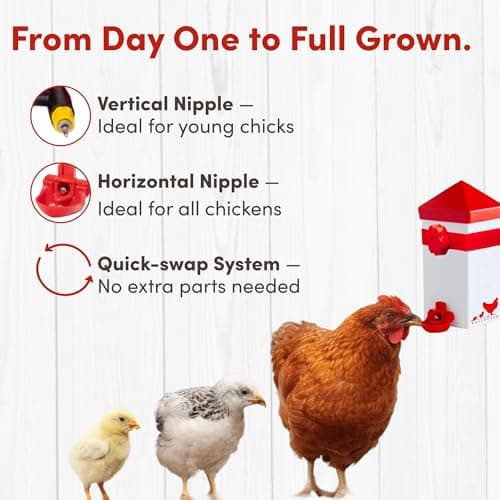 RentACoop 32oz(1L) Drinker Plus 2 Versatile Nipples - Suitable for Chicks, Quail, Pigeons, Doves, and Other Smaller Birds — view 5