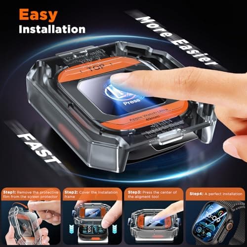 LK 3 Pack for Apple Watch Ultra 3 Screen Protector 49mm [Zero-Fault] HD Top 9H Tempered Glass Apple Watch Ultra / Ultra 2 Screen Protector 49mm with Auto-alignment Installation Frame, Anti-Scratchch — view 7
