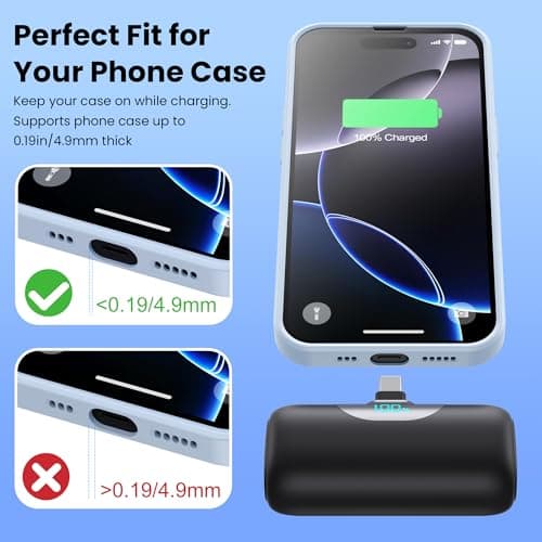 HETP Mini Portable Charger USB C Power Bank,5500mAh PD Fast Charging Battery Pack Built-in USB-C Connector Travel Essential for iPhone17/17Pro/17Pro Max/Air/16 Plus/16Pro Max/15 Series,Android Black — view 4