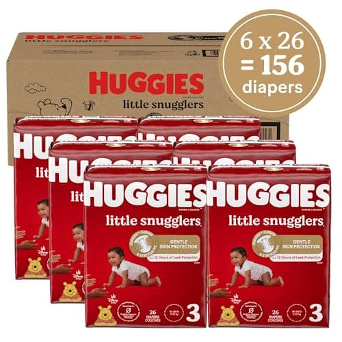 Diapers Size 3 - Huggies Little Snugglers Disposable Baby Diapers, 156ct, One Month Supply, Pack of 6
