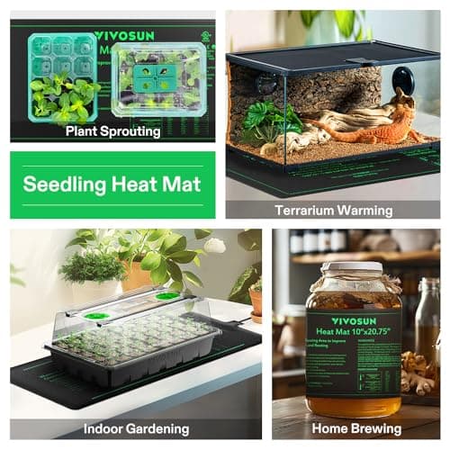 VIVOSUN Durable Waterproof Seedling Heat Mat 10" x 20.75" UL & MET-Certified Warm Hydroponic Heating Pad for Germination, Indoor Gardening, Greenhouse — view 5