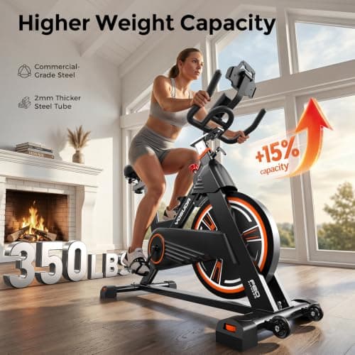 YOSUDA PRO Magnetic Exercise Bike 350 lbs Weight Capacity - Indoor Cycling Bike Stationary with Comfortable Seat Cushion, Silent Belt Drive 010C