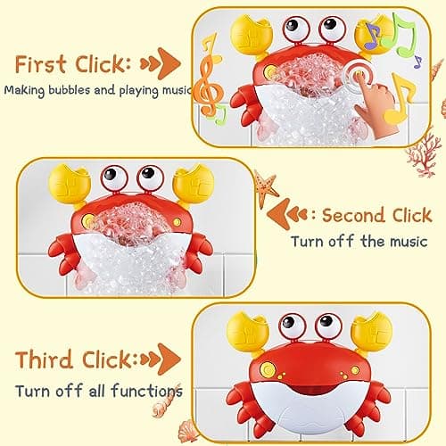 Baby Bath Toys for Toddlers, Crab Bath Bubble Maker with 12 Songs, 3 Pack Wind-up Poor Toys for Kid, Bathtub Toys As Birthday for Boys Girls — view 2