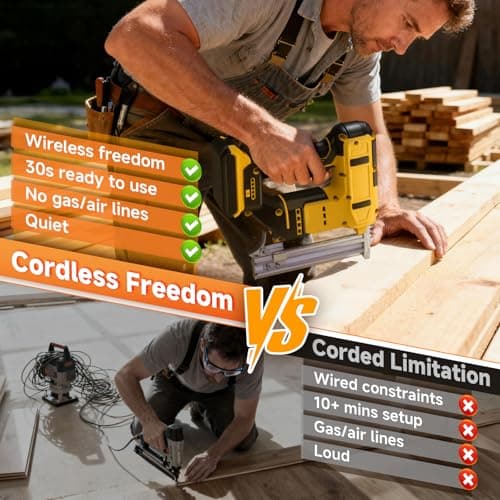 2-in-1 Cordless 18GA Nail Gun & Staple Gun Compatible with Dewalt 20V Max Battery (Not Included), Brad Nailer & Stapler Battery Powered with 1200 Nails/Staples — view 4