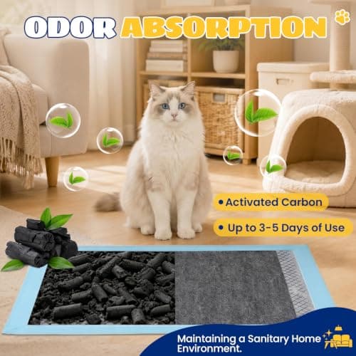 SCTOARIELT 100 Count Cat Pee Pads, Super Absorbent, Odor Control Disposable Training Pads — view 3