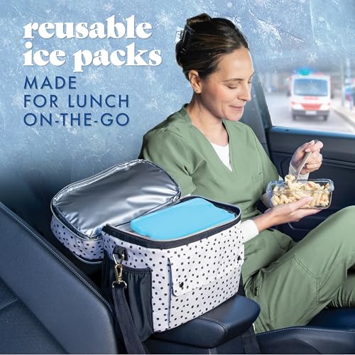 Cool Coolers by Fit & Fresh 4 Pack XL Slim Ice Packs, Quick Freeze Space Saving Reusable Ice Packs for Lunch Boxes or Coolers, Blue, 239ICE, 4 count (Pack of 1) — view 9