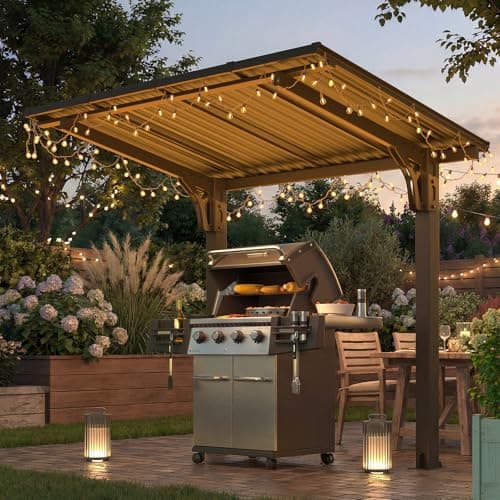 U-MAX 8' x 5' Outdoor Lean to Grill Gazebo Hardtop Pergola for Patio, 5x8 Freestanding Carport Pergolas and Gazebos Clearance, Small Heavy Duty Galvanized Steel Roof Awnings for Decks, Backyard — view 8