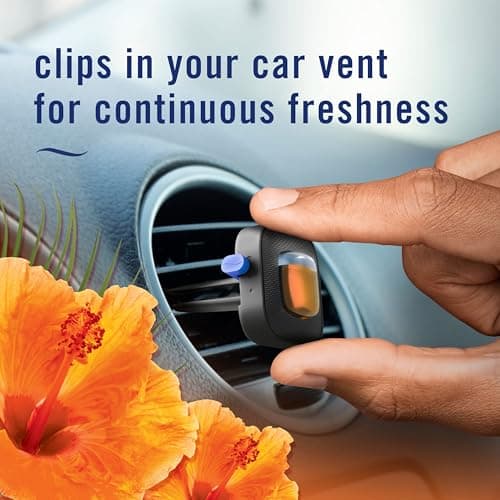 Febreze Car Air Freshener, Odor-Fighting Automotive Vent Clip, Scented Car Accessories, Long Lasting for Strong Odors, Hawaiian Aloha Scent, 4 Count — view 4