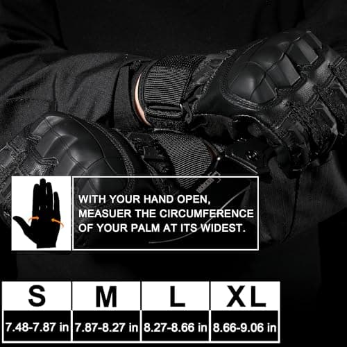 WTACTFUL Touch Screen Motorcycle Tactical Gloves for Men Airsoft Paintball MTB Bike Cycling Cross-Country Motorbike ATV Hunting Hiking Riding Driving Work Outdoor Full Finger Gloves M Black — view 5
