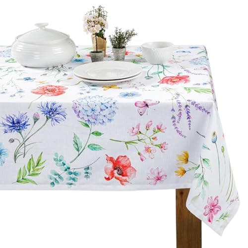 Maison d' Hermine Table Cloth Rectangle Table 100% Cotton 60 x 120 Inches Tablecloth Reusable Decorative for Dining Kitchen Room Farmhouse Party Home Hotel Restaurant Spring Summer - Just Floral