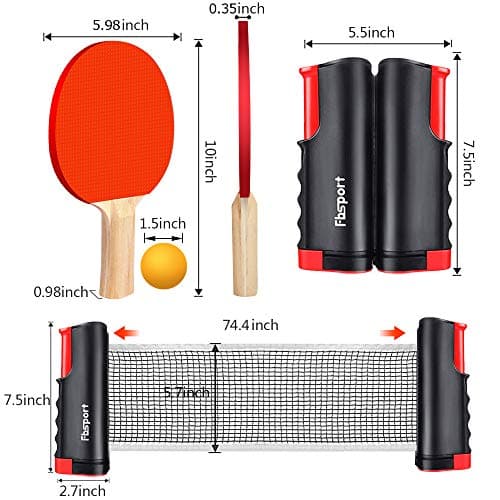 FBSPORT Ping Pong Paddle Set, Portable Table Tennis Set with Retractable Net,Rackets,Balls and Carry Bag for Indoor/Outdoor Games — view 2