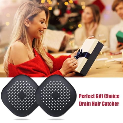 Bovinde Hair Drain Catcher,Square Cover for Shower 2 Pack (Black) — view 6