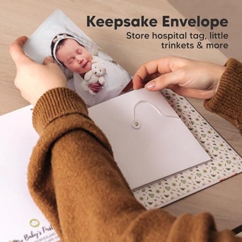 First 5 Years Baby Memory Book Girl, Boy - 90 Pages Hardcover First Year Milestone Keepsake Book, Newborn Scrapbook for New Parents, Minimalist Photo Album Journal, Gift for Baby Shower (WonderLand) — view 4