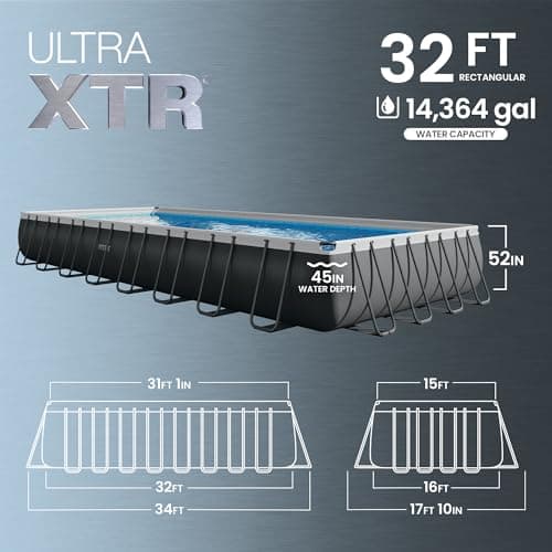 INTEX 26377EH Ultra XTR Deluxe Rectangular Above Ground Swimming Pool Set: 32ft x 16ft x 52in – Includes 2650 GPH Sand Filter Pump – Saltwater System – SuperTough Puncture Resistant – Rust Resistant — view 2