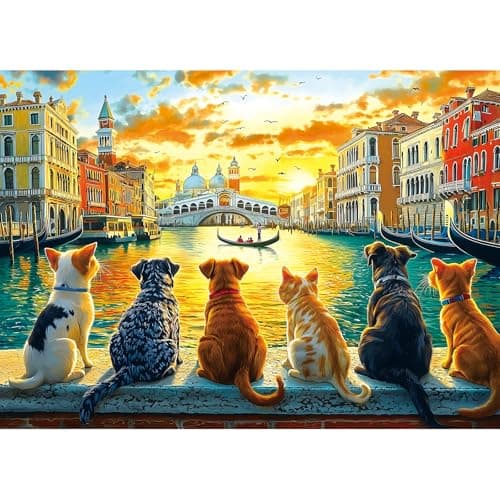 PuzzOne 1000 Piece Jigsaw Puzzle for Adults Landscape of Venice with Dogs